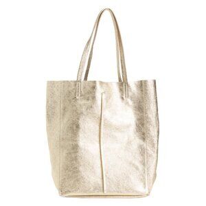 MARLON Platino Made In Italy Leather Unlined Big Laminato Shopper Bag